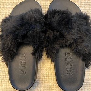Women’s black Slippers.  “Pink”.